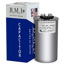 70 + 5 uF x 370 or 440 VAC Round - BMI USA Made Capacitor # 810P7005H44P46A5X Universal Replacement
