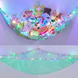 Unbranded Animals Net or Hammock Kids Toy Storage Organizer with LED Light, Green