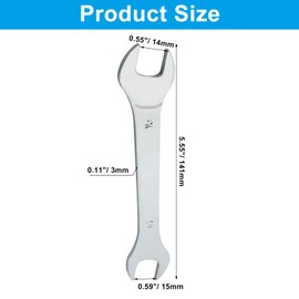 Hordion 14mm x 15mm Open End Wrench, Super Thin Wrench Metric Chrome Plated Steel Wrench for General Repairs Household Maintenance