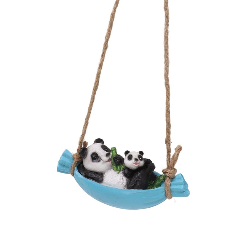 Swing Panda Statue Mother and Baby Panda Lying On The