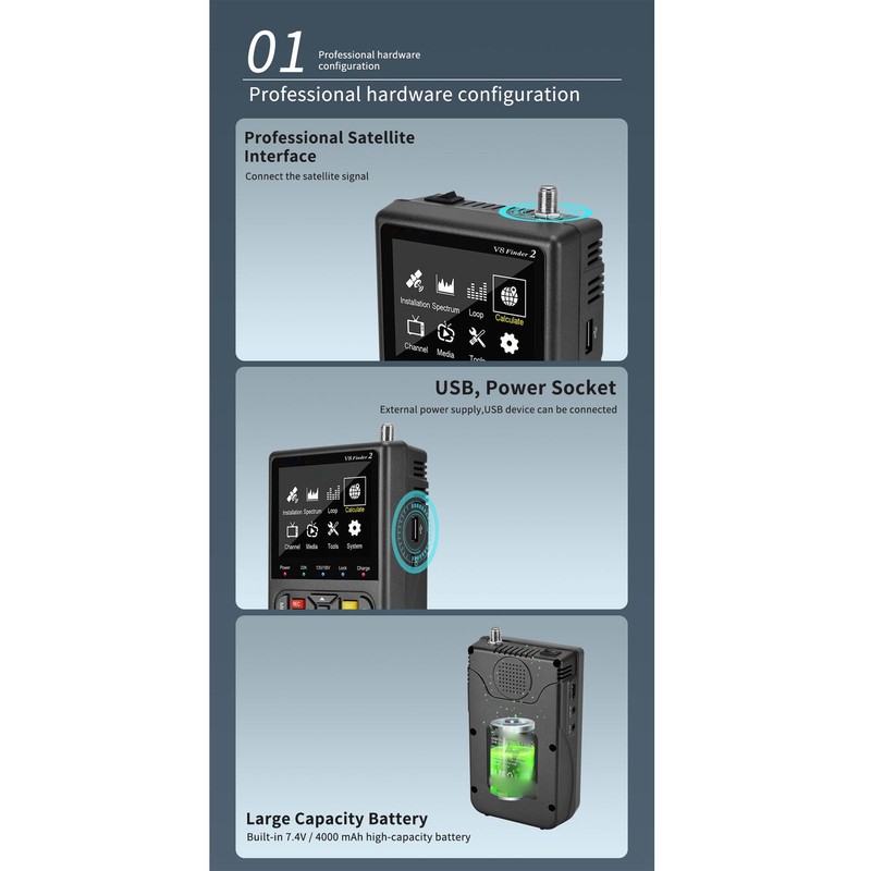 V8 Finder 2 Satellite Finder Signal Meter 3.5inch HD LCD