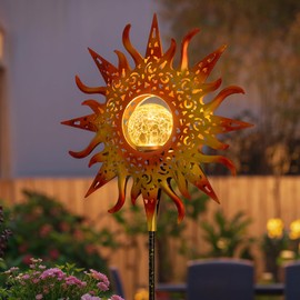 TAKE ME Sun Solar Lights Garden Decor Outdoor Waterproof Solar Metal Garden Stake Lights Lawn Patio Accessories Yard Walkway Lights Father Day Garden Gifts 2024 New