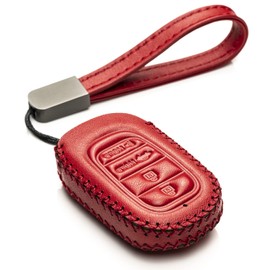 Vitodeco Leather Key Fob Case Compatible with Honda Civic, Honda Civic Hatchback, Honda Accord, Honda HR-V, Honda CRV, Honda Pilot 2023 - 2025 (5-Button, Red)