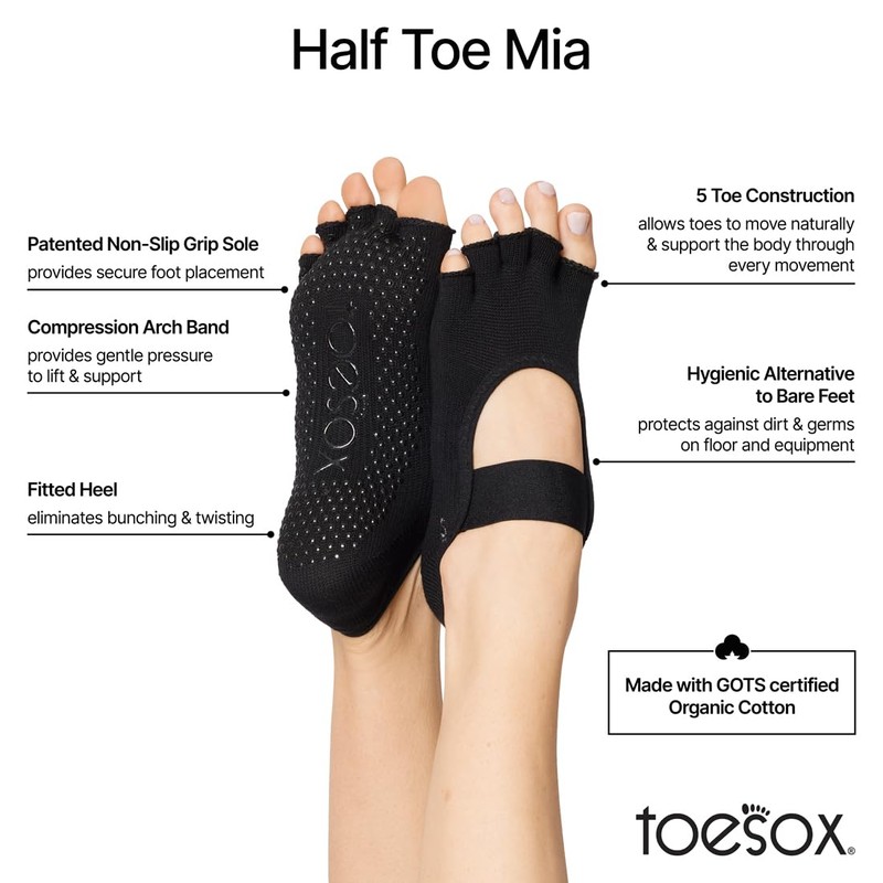 toesox Mia - Half Toe Grip Coconut Tie Dye Medium