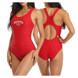 Adoretex Girl's/Women's Guard Wide Straps One Piece Swimsuit, Fit Back Style Fully Lined Bathing Suit with Removable Padding Cups for Girls and Womens - FGP15 - Red - 36