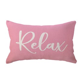 ULOVE LOVE YOURSELF Relax Lumbar Throw Pillow Case 12×20 Inch Housewarming Gifts Farmhouse Pink Decorative Rectangular/Waist Cushion Cover for Sofa Beach Porch Bench Decor