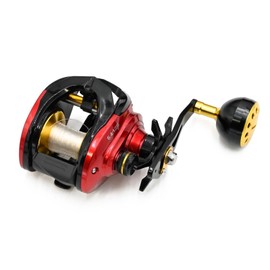 waku fimac Bait Reel, Right Winding, 8+1BB, Gear Ratio, 6.4:1, Max Drag, 35.5 lbs (16 kg), Lightweight, Durable, with Handle Knob, Red Black Gold, Fishing Reel