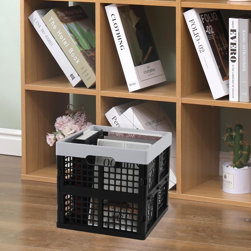 Kekow 22 L Plastic Collapsible Crate, 3 Pack Plastic Stackable