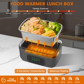 GalhanEhe Cordless Electric Lunch Box for Adults, 24000mAh Rechargeable Heated Lunchbox for Men, 1.6L Portable Self-Heating Food Warmer for Office Outdoor