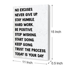 Inspirational Office Wall Decor,No Excuses Never Give up Canvas Wall Art,Workout Motivational Wall Art,Positive Quotes Wall Decor for Office Gym Living Room