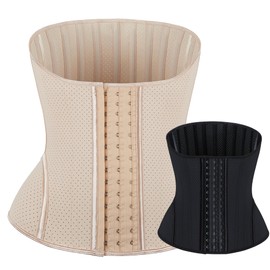 Latex Waist Trainer For Women - Beige Underbust Corset Top - Waist Cincher Shapewear - Body Shaper (2XL, Beige)