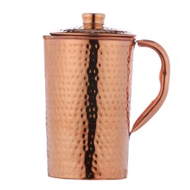 HealthGoodsAU - Pure Copper Hammered Water Jug (Pitcher) with Lid Unlined, UNCOATED and Non-LACQURED for Ayurveda Health Benefits