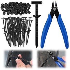 XANGNIER 100 Pcs Nylon Universal Cable Tie Buckle with Wire Cutter,Multipurpose Self Locking Zip Tie Clips Automotive,Snap Fit Nylon Fastening Clip for Car Repairs Auto Bumper Fender Liner Fasteners