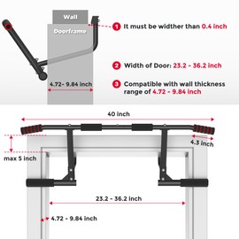 ONETWOFIT Pull Up Bar for Doorway, 440 lbs Heavy Duty Upper Body Fitness Workout Bar for Home Gym Exercise, Multi-Grip Strength Wall Mounted Door Frame Chin-Up Bar for Almost All Doors