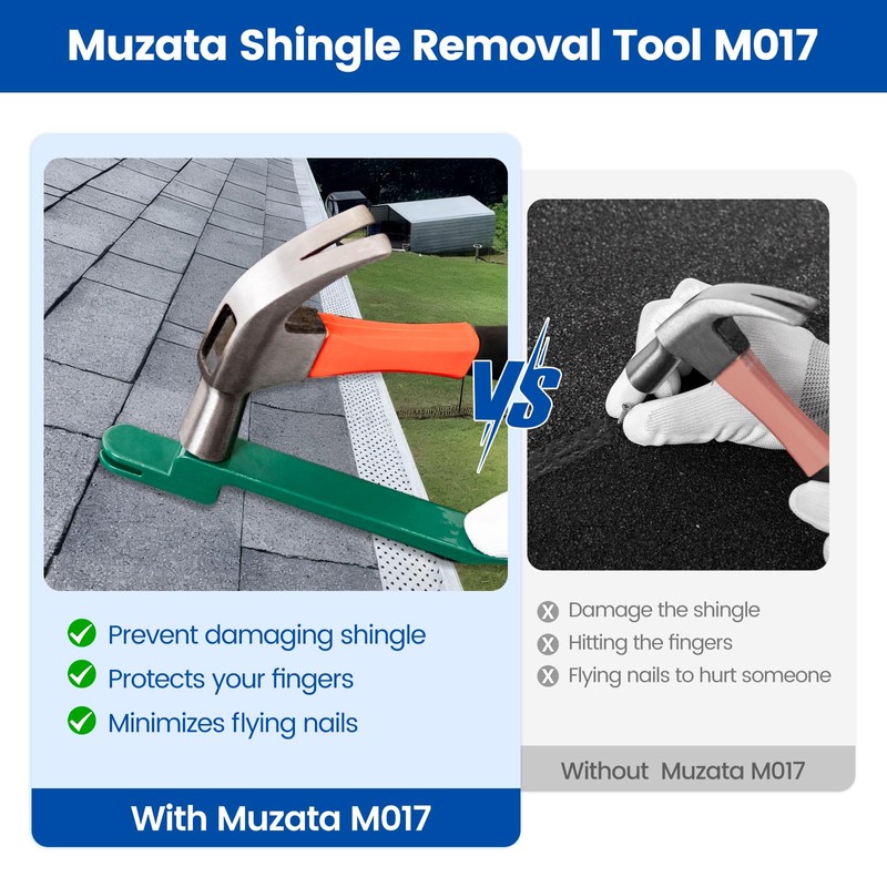 Muzata Shingles Removal Tool Pry Bar Shingle Nail Installer Heavy