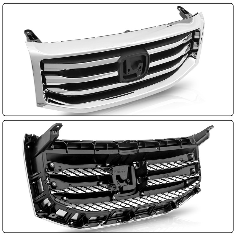 Partsflow Front Upper Grille Grill Assembly Chrome Trim Silvery And
