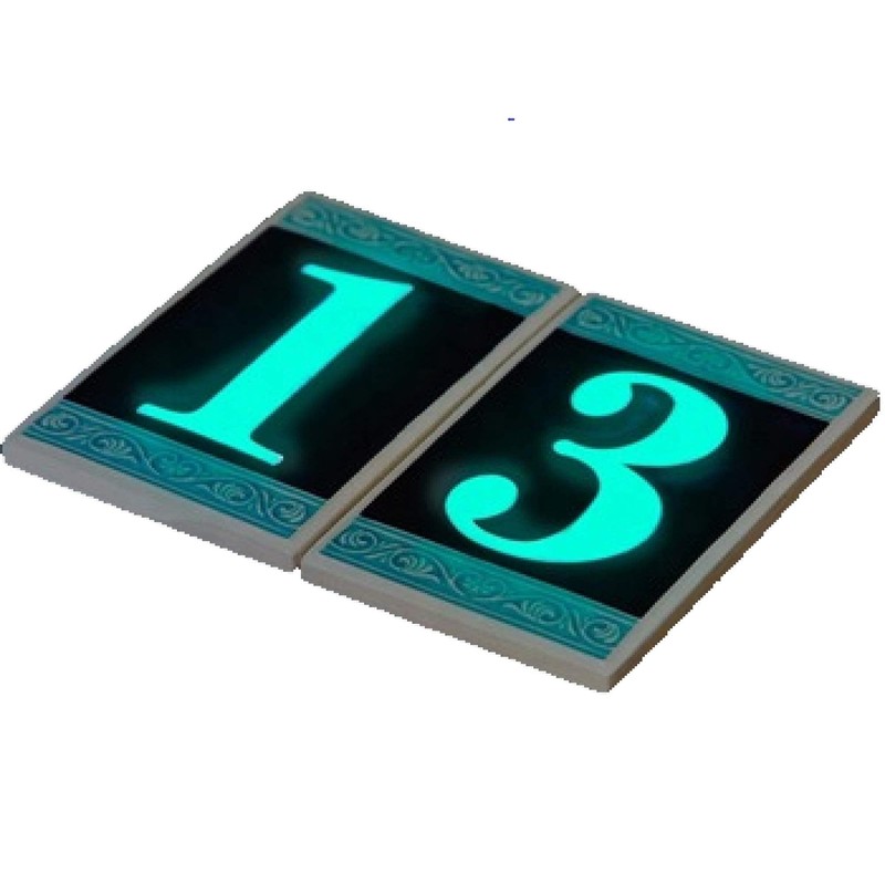 House Numbers Phosphorescent Hand Painted Italian Ceramic Roman Design Tile