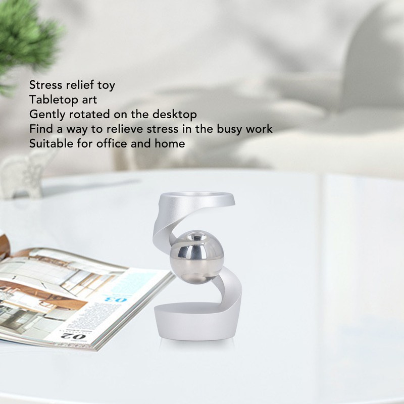 Desktop Suspended Gyroscope Reduce Anxiety Silver Bead Aluminium Alloy Rotating