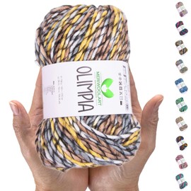 MeriWoolArt Merino Wool for Knitting - 100 m Multicoloured Thick Soft Merino Wool for Knitting for Sweater Jackets - XXL Hand Knitting Wool - Voluminous DIY Wool for Scarves Blankets Scarves Gifts