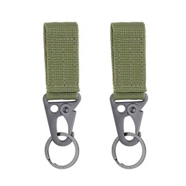 2Pcs Tactical Hanging Belt Clip Carabiner Buckle Molle Strap Nylon Snap Hook Clip Keychain Keyholder Ring Tactical Backpack Molle Clip for Climbing Hiking Outdoor(Green)