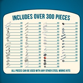 Schylling Steel Works Mechanical Multi-Model - Steel Building Set - Includes 300 Pieces, Tools, and Instructions to Make 10 Different Models - Ages 8 and Up