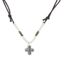 Joddfly Vintage Style Cross Pendant Necklace, Hemp Rope, Brown Leather Cord, 18-27 Inches Adjustable