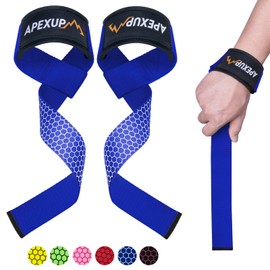 APEXUP Weight Lifting Straps for Weightlifting, Lifting Wrist Straps Gym, Deadlift Strap, Anti Slip Silicone Weightlifting Strap Men Women Powerlifting, Strength Training (Blue, 2 Pair)