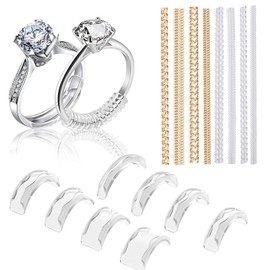 16PCS Invisible Ring Size Adjuster for Loose Rings – Ring Tightener for Loose Rings Invisible – Ring Clips to Make Rings Smaller – Ring Reducer & Ring Sizers for Loose Rings – Transparent & Gold