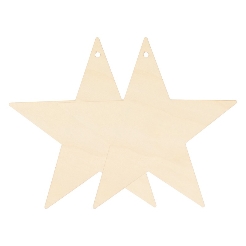 8Pcs Wooden Star Ornaments Blank Unfinished Small Christmas Tree Hanging