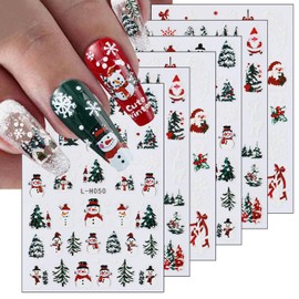 6 Sheets Christmas Nail Stickers for Nail Art Self-Adhesive Christmas Tree Snowman Nail Decoration 3D Santa Claus Nail Art Stickers Winter Xmas Snowmen Snowflake Nail Decals for Women Girls Nail Art
