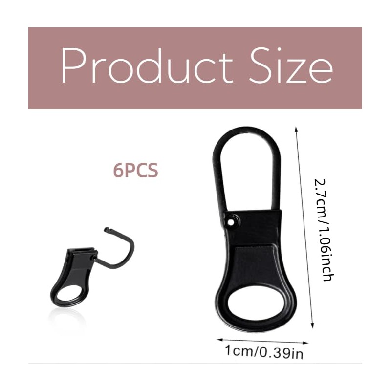 6 Pack Zipper Pull Replacement, Detachable Metal Zipper Pulls Repair