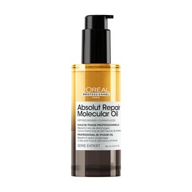 L'Oréal Professionnel Hair Oil, Bi-Phase Absolut Repair Molecular - Leave-in No Rinse - Repairs 2 Years Damage - +125% Shine - Dry & Damaged Hair - 90ml