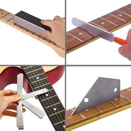 16PCs Guitar Diy Tools Fret File Crowning, Fret Rocker, Fret End Dressing File, Fret Wrap, Fret Leveling Beam, Fret Polishing Kit, Fingerboard Guards, String Spreaders Sanding Papers for Guitar Bass