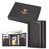 HUMERPAUL Men's RFID Blocking Tri-Fold Genuine Leather Wallet with 9