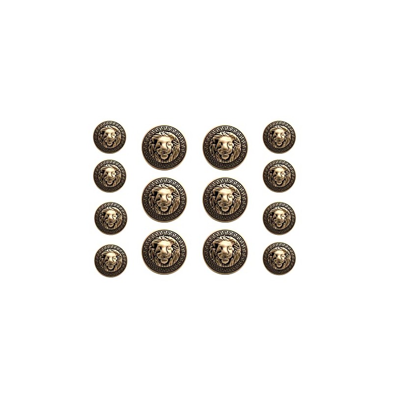 14PCS Clothes Button - 8Pcs×20mm and 6Pcs×25mm Lion Head Metal