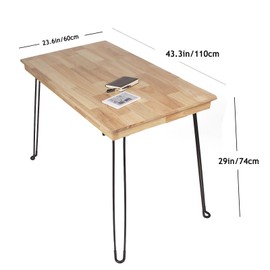 RUBAPOSM Wooden Folding Table Portable Folding Wood Desk 43in Fold-Down Workbench No Assembly Required for Home Office Writing Reading Desk Puzzle Table Small Computer Desk