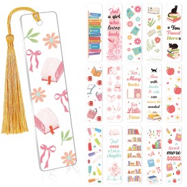 Eiapadeor UV DTF Bookmark Wraps - 16 Sheets Book Cat Rub on Transfer Stickers for DIY Acrylic Bookmark Crafts Double-Sided Design Waterproof UVDTF Stickers, Rub on Transfers Decals for Book Lovers