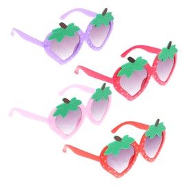 Kisangel 4 Pairs Strawberry Sunglasses Strawberry Glasses Fruit Sunglasses Kids Sunglasses Beach Eyewear for Girls
