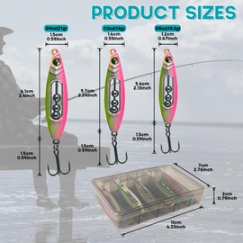 Eupheng Fishing Rattle Spoon, Casting Spoon Lures Jigging Spoon for Saltwater & Freshwater Jigging, Trolling, Surf Fishing, Glow in Dark Spoons for Bass Walleye Perch Trout