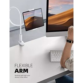 As shown Flexible Gooseneck Tablet Mount for Bed - Adjustable Arm Holder for Devices