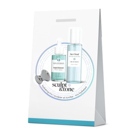 Graydon Skincare Sculpt & Tone Hydrating Trio: Supermoon Serum with Hyaluronic Acid & Vitamin C, Face Food Mineral Mist Toner, and Stainless Steel Gua Sha for Enhanced Definition & Smooth Texture
