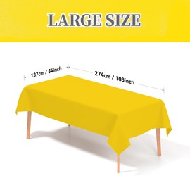 Vedran 2 Pack Yellow Tablecloth Rectangle 54 x 108 Inch, Plastic Table Cloth Disposable for Birthday Party, Outdoor Dinner, Holiday Party Decoration