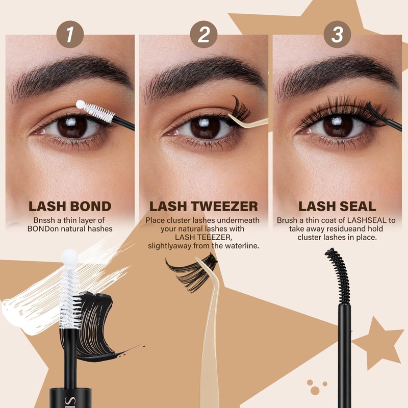 JMS&JMS DIY Lash Extension Kit Lash Clusters Kit 40D+50D D