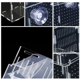 Wanfoou 2 Pcs Acrylic Fish Breeding Box, Transparent Aquarium Isolation Box with Suction Cup, Hang-on Baby Fish Shrimp Hatchery for Aquarium Fish Tank