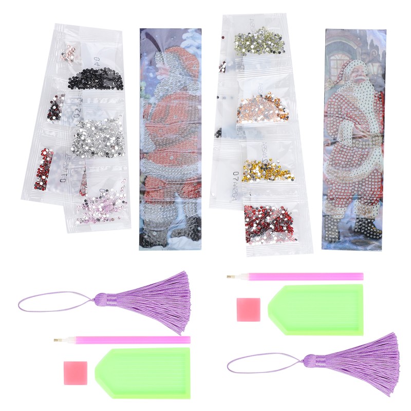 2 Set Diamond Bookmarks 5D DIY Painting Crystal Embroidery Tassel