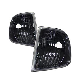 Black Clear Housing Front Corner Turn Signal Lights Parking Lamps k2 Compatible With 97-03 Ford F150 / 2004 Heritage / 97-99 F250 Light Duty / 97-02 Expedition
