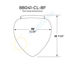 KastLite 88041-CL-8F Polycarbonate Clear Tear Drop with Fitter Neck | 11.95" Height x 12.38" Width x 7.12" ID | Manufactured by Crown Plastics