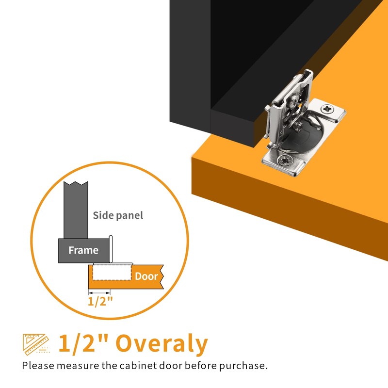 Chibery 20 Pack 1/2" Overlay 3D Soft Close Concealed Hinge