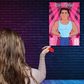 Hen Night Party Games – KISS SPLAT – Unlimited Players | Winner Rosette | XL Poster | Sticky Splat included for ideal Hen Party Game/Classy Hen Party | bridal shower games | hen do accessories