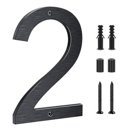 Yafimea Hausnummer schwarz 20 cm – Aus massivem Aluminium mit gebürsteter Oberfläche, Schraubmontage mit 3D-Schwebeeffekt, wetterfest – Für Wand, Fassade, Tor, Garage (2)